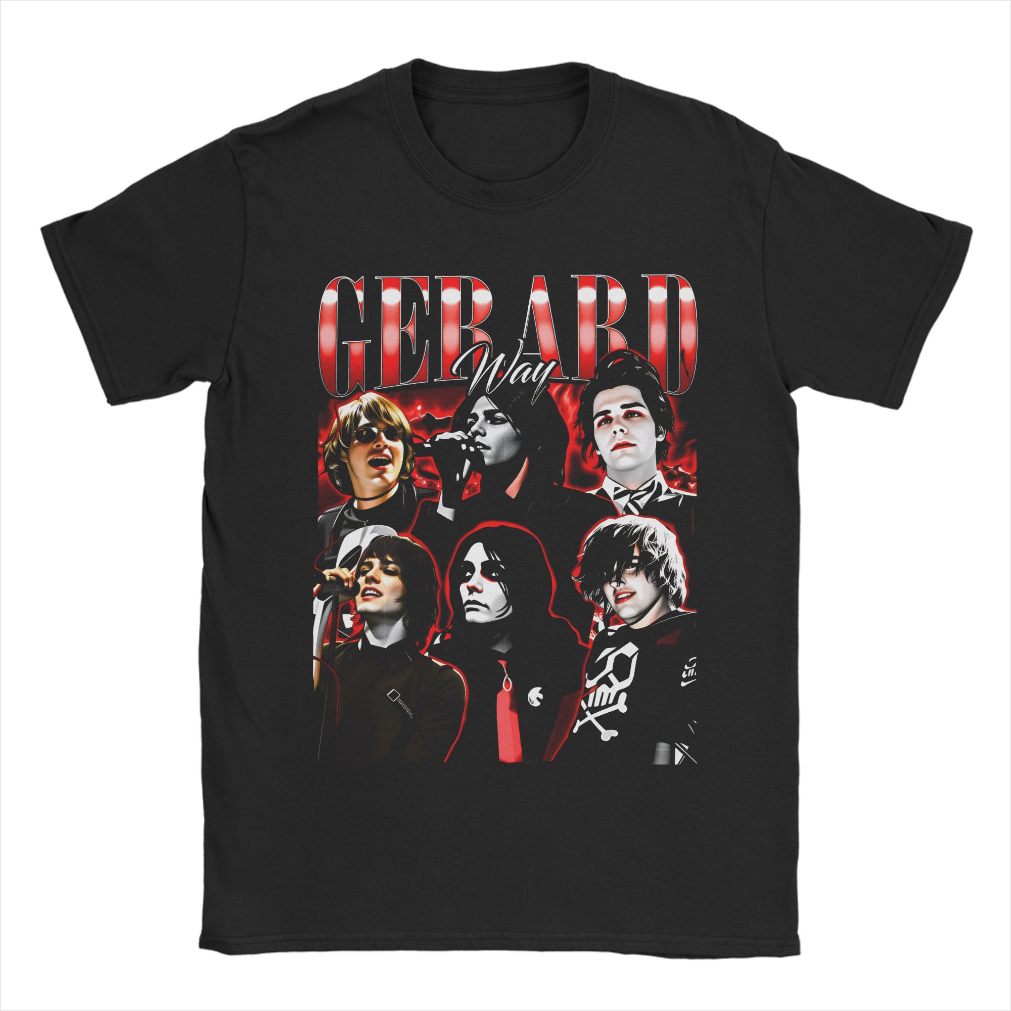 

Mens Gerard Way T Shirts MCR 100 Cotton Tops Casual Short Sleeve Round Neck Tee Shirt Printed TShirts 4XL