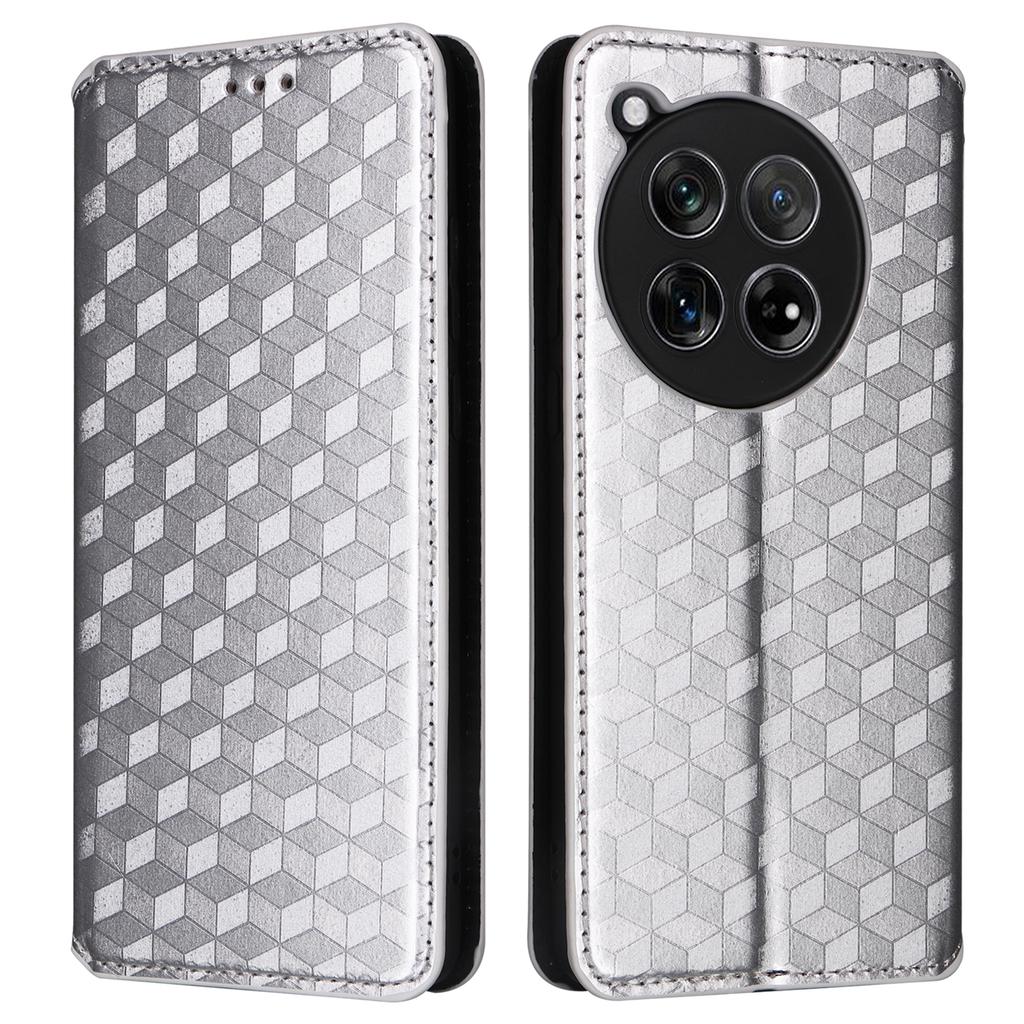 For OnePlus Ace 3 5G/12R 5G Phone Cover Magnetic Rhombus Pattern Leather Case