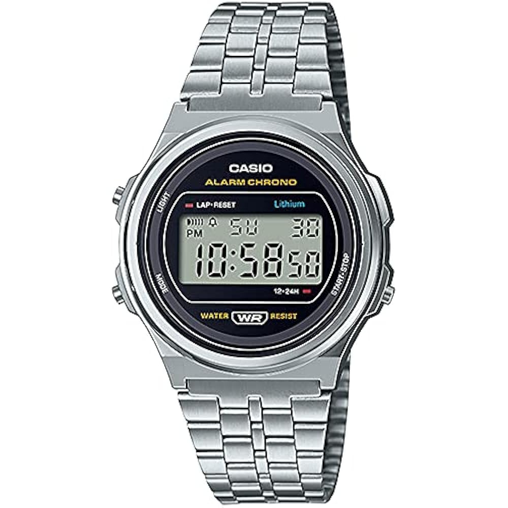 CASIO Casio Casio Standard Vintage Watch Unisex Classic Quartz Digital Metal Silver Black A171WE-...