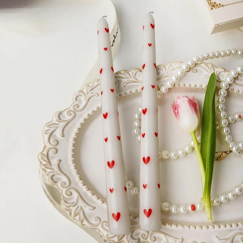 

Romantic 2PCS 25CM Long Pole Printed Candles - Wholesale Smokeless Column Wax, for Wedding, Valentine s Day & Banquet