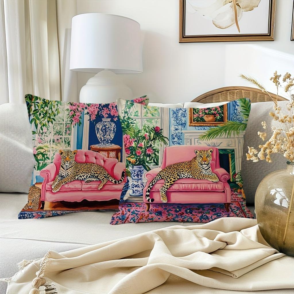 Leopard Flower Flamingo Pattern Printing Pillowcase Home Room Decoration Pillow Cover Living Room Sofa Cushion Cover