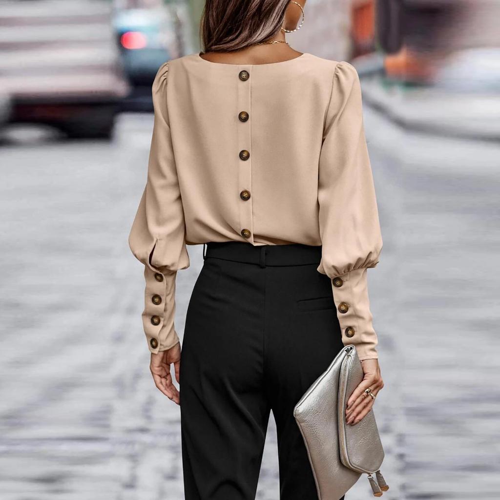 Women's ,color Casual And Versatile Round Neck Stylish Shirt Top