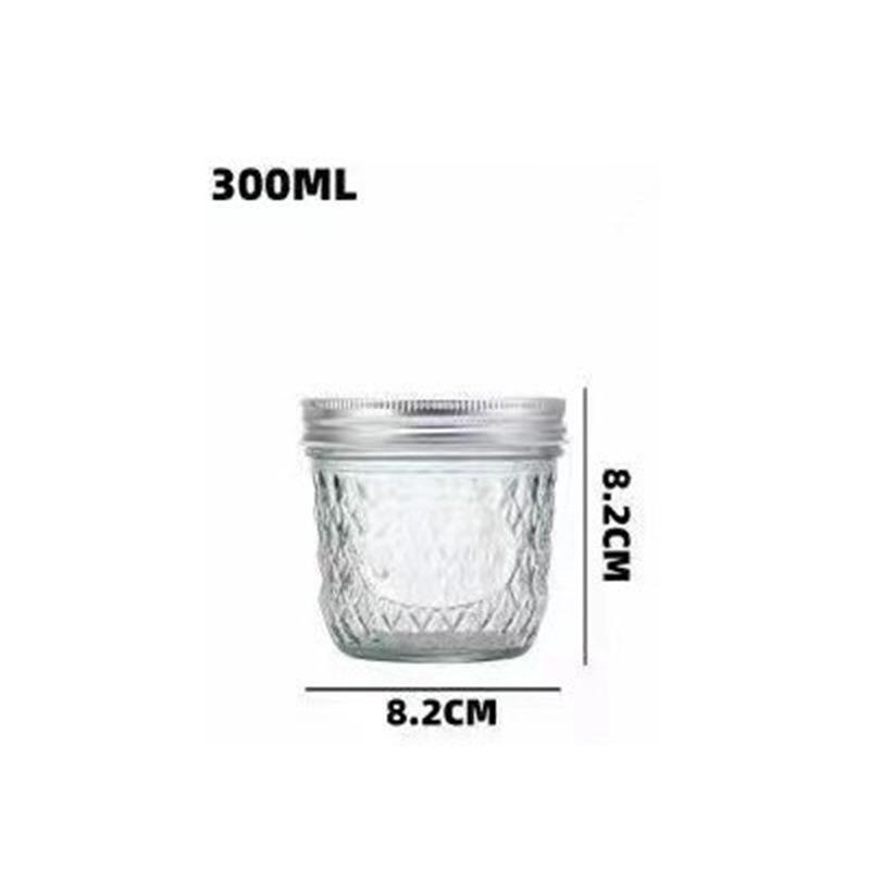 Borcan Mason din Sticlă Diamant pentru Caviar, Băuturi, Alimente Ușoare și Miere