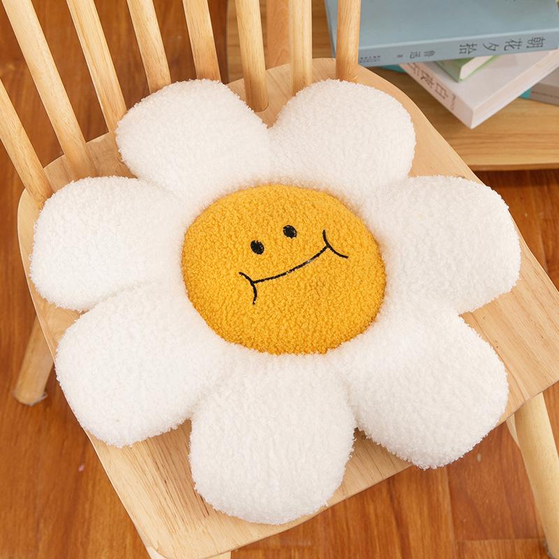 Sunflower Smiley Face Throw Pillow Flower Seat Cushion Sofa Bedroom Bay Window Cushion Office Cartoon Waist Pillow Plush Backrest