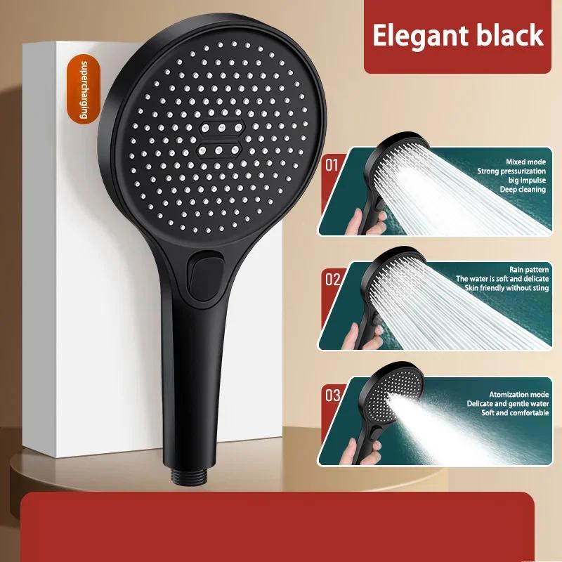High Pressure Shower Head 13cm Large Panel 3 Modes Water Saving Spray Nozzle Massage Rainfall Shower Bathroom Accessories