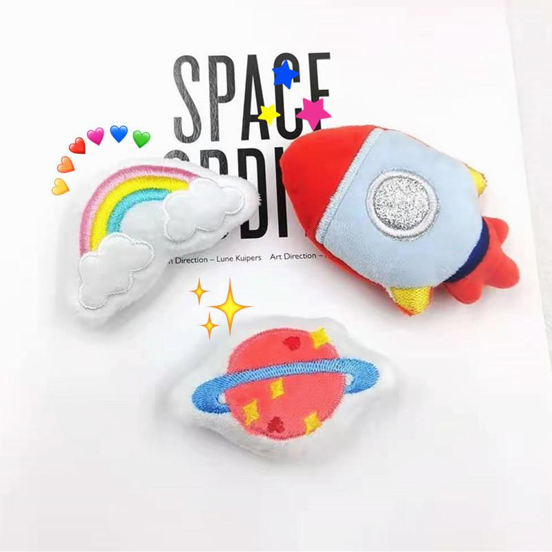 Cute Cartoon Astronaut Planet Rocket Plush Cotton Sew on Patches DIY Decorative Appliques for Girls Clothes Bag Hat Accessories