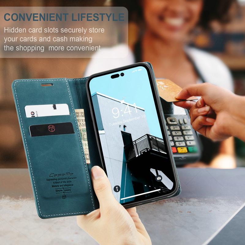 Leather Flip Wallet Mobile Phone Case for iPhone 14 Pro Max PU Leather Book Flip Cover for iPhone 13 12 11 PRO 7 8 Plus X Xs Max