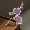 New Temperament Purple Phalaenopsis Brooch Exquisite and Elegant Full Zirconium Corsage Light Luxury Clothing Pin