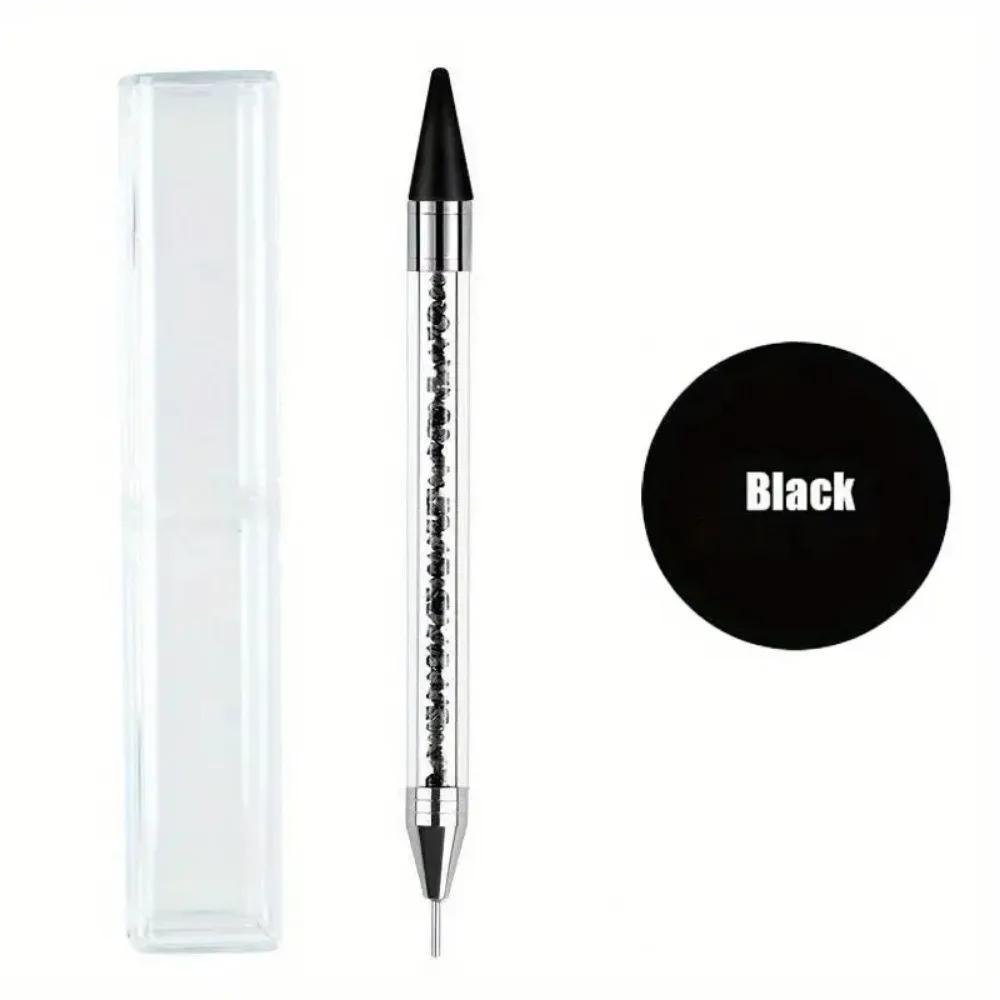 Rhinestones Gem Picking Picker Manicure Drill Pencil Silicone Head Tool Nail Art Dual Heads Acrylic Design Metal Dotting Wax Pen