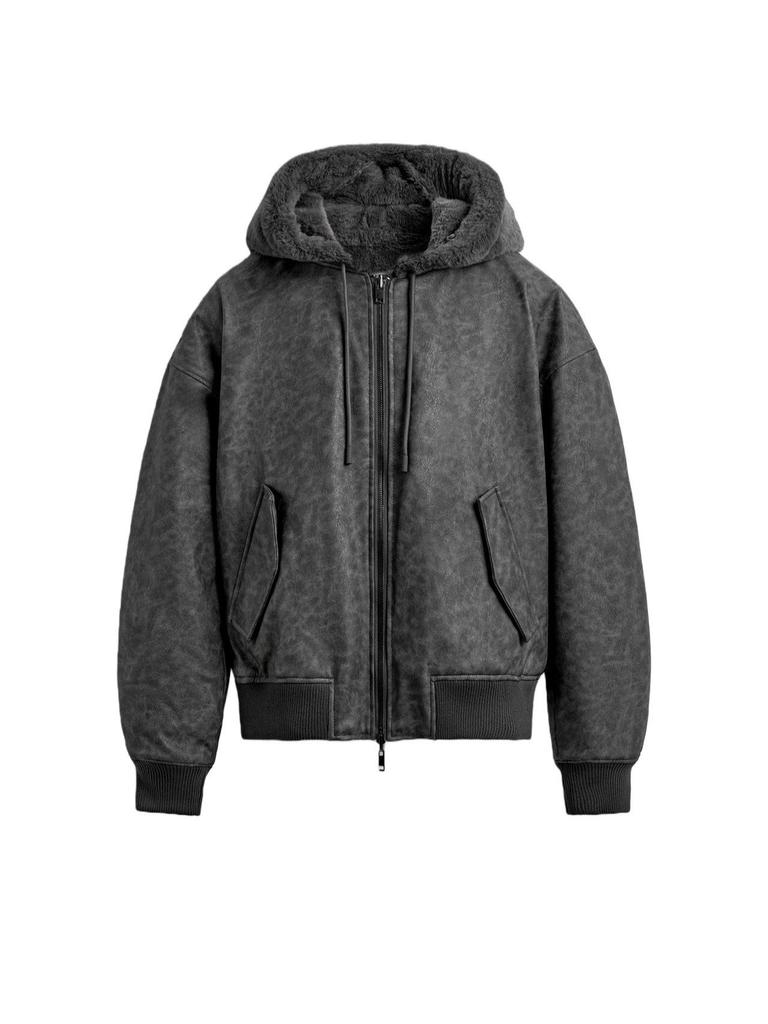 Men's Trendy Reversible Leather-Effect Pilot Jacket - Autumn Collection 0993401