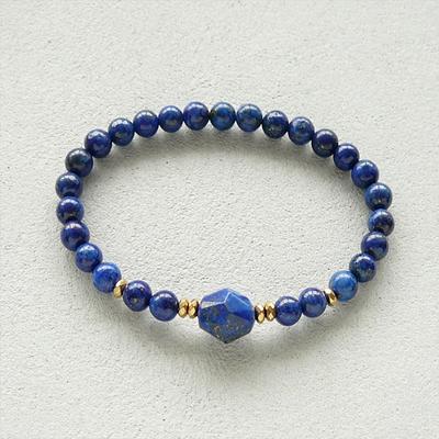 Bracciale in lapislazzuli, bracciale con perline in oro blu da 6 mm per donne, bracciale per mamma, bracciale in cristallo di lapislazzuli blu