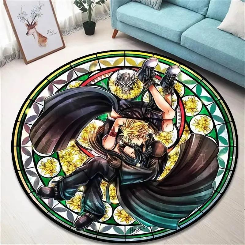 Kingdom Hearts Round Area Rug Anime Gaming Carpet Non Slip Floor Mat Bedroom Decor Soft Gift For Gamer Kids
