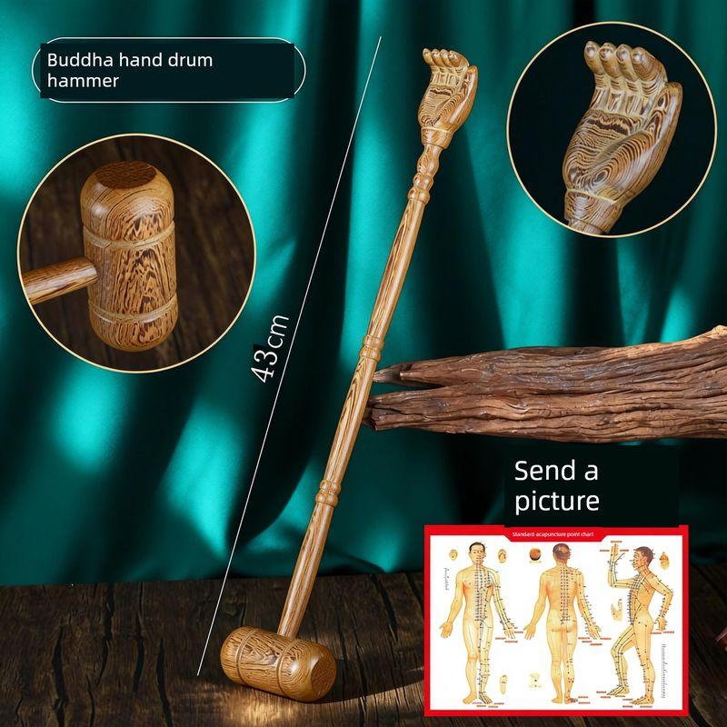 Chicken Wings Wooden Massage Hammer Knocking Hammer Meridian Fitness Back Hammer Acupuncture Point Meridian Pat Dual-Use Back Scratcher Handheld