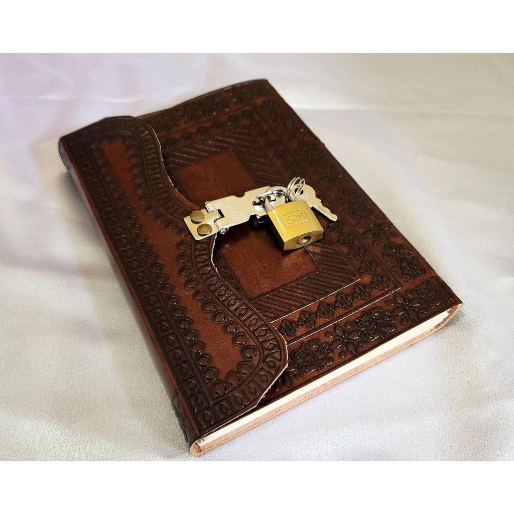 Kožený deník Zámek a klíč Kožený deník, Zápisník, skicák, Kniha snů, Svatební dar, Cestovní kniha, Kniha na psaní, Personalizovaný dárek.