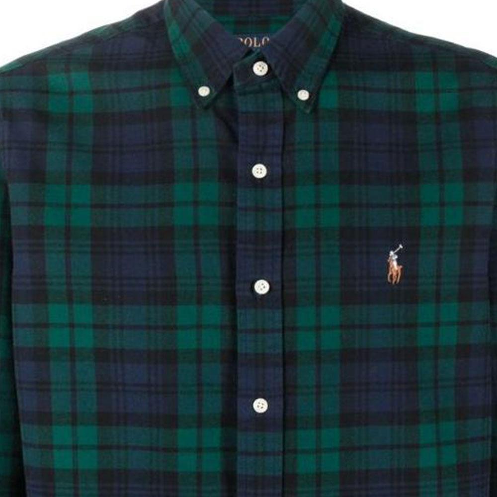 Polo Ralph Lauren SS23 Color Block Plaid Single-Breasted Long Sleeve Shirt Men Shirts Green 710885076-002