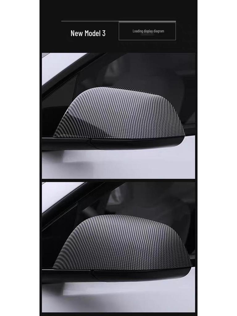 Tesla Model Y/3 Carbon Fiber Texture Rearview Mirror Cover – Backup Camera Shell Protector
