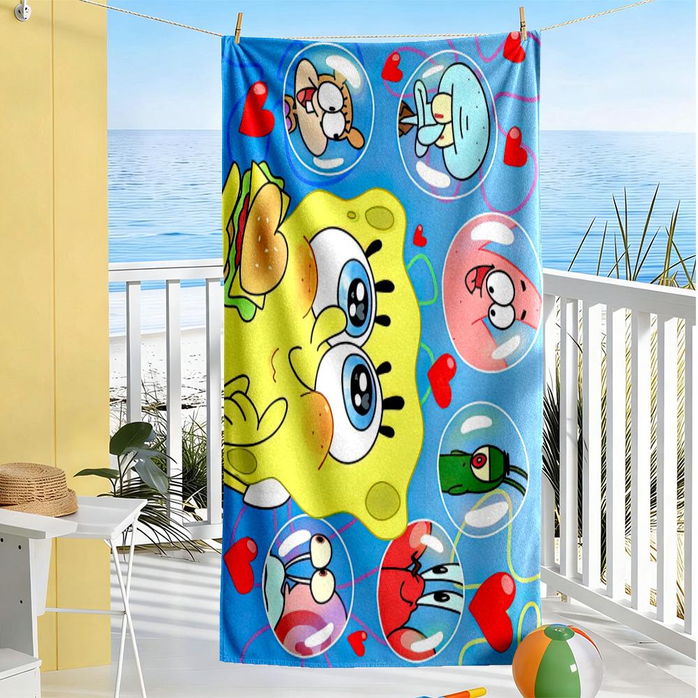 Spongebob Squarepants Style Beach Towel Super Soft & Absorbent Comfortable Lightweight