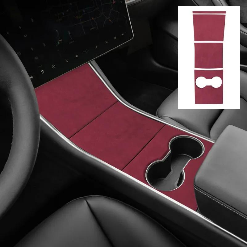 For Tesla Model 3 2019 2020 Top Suede Car Central Console Gear Shifter Panel Modifed Decorative Cover Pad Sheath Shell Sticker
