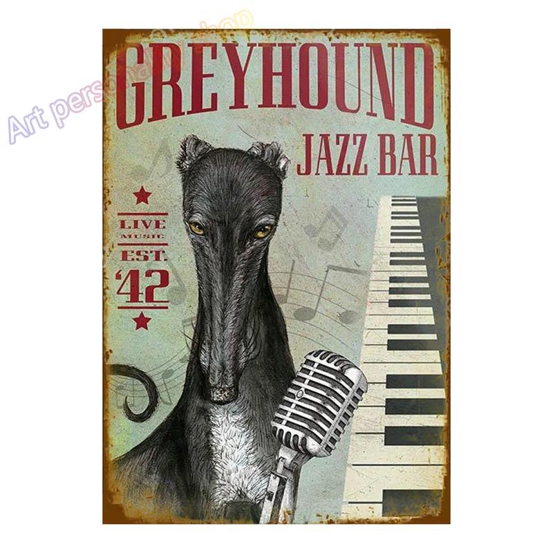 Italienisches Windspiel Hund Haustier Kaffee Bar Hund Kaffeehaus Vintage Plakette Poster Blechschild Wanddeko Hängende Metalldekoration 8x12in