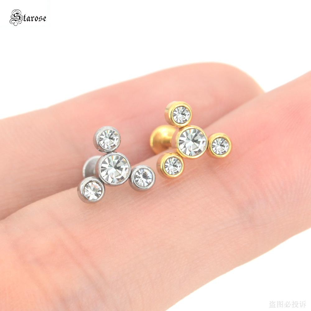 1Pc 1.2x6/8mm G23 Titanium Base Stainless Steel Studs Lip Labret Piercing Nose Helix Piercing Conch Tragus Earrings Flat End