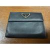 Used PRADA Black Leather Bifold Wallet Saffiano Leather Triangle Logo