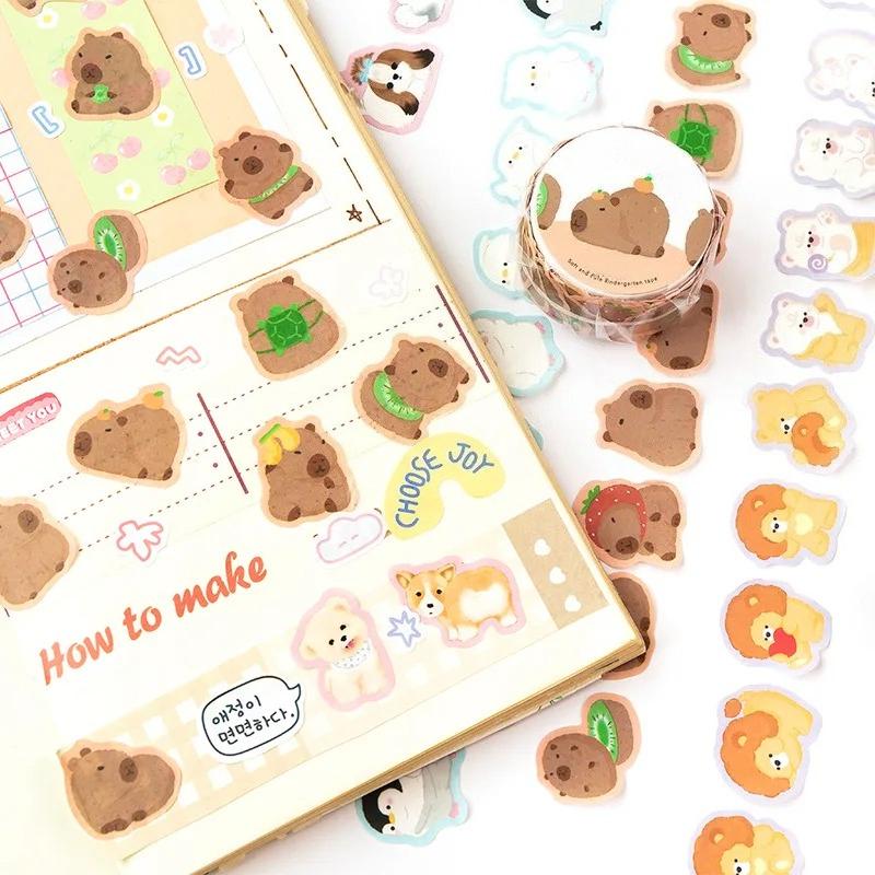 100pcs Soft and Cute Kindergarten Collage Tape Special Cartoon Animal Elements Hand  DIY Handbook Decoration Stickers