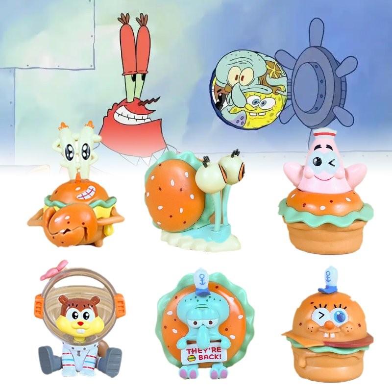 Adorável Conjunto de Figuras de PVC de Armadilha de Caranguejo do Bob Esponja Calça Quadrada Para Decorações de Festa de Aniversário