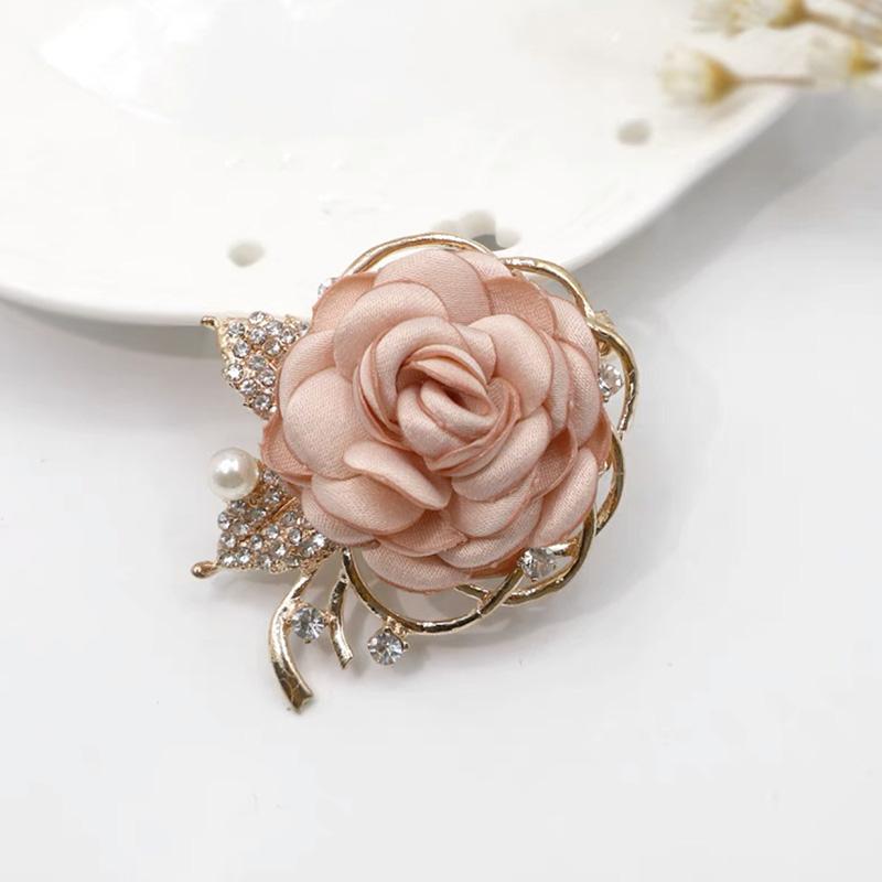1Pc Pearl Women Botanical Pins Casual Fabric Mother's Day Gift Party Accessories Brooches Rose Flower