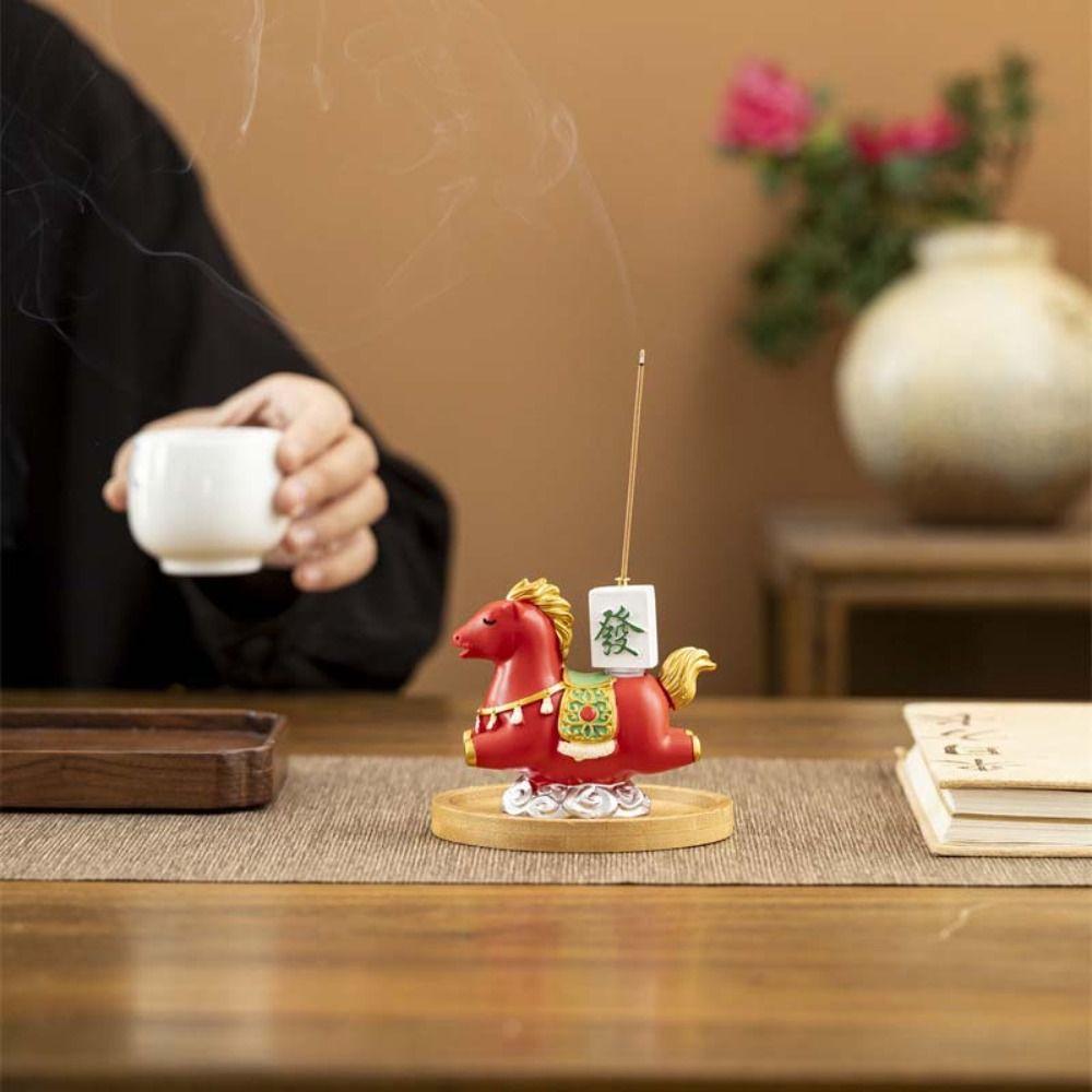 Funny Zodiac Pony Incense Burner Resin Pony Shape Incense Stick Holder 2026 Horse Year New Year Ornamental Cense Holder