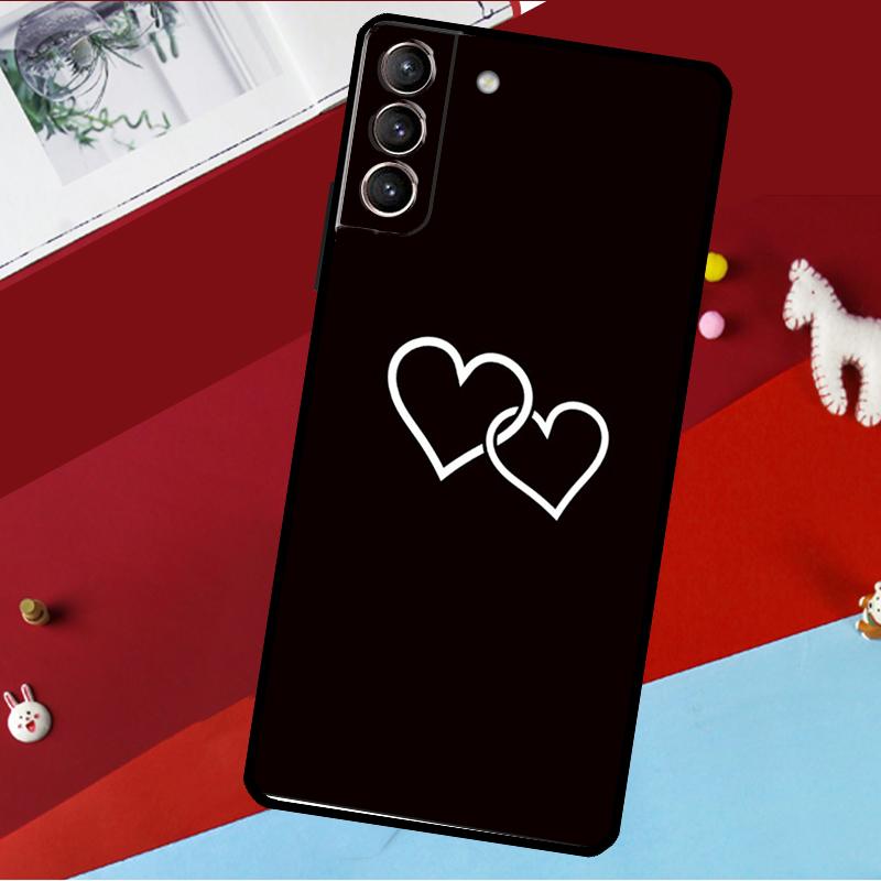 Cute Pretty Little White Heart Case For Samsung Galaxy S23 Ultra S22 S21 S20 FE S8 S9 S10 Plus Note 10 20 Back Cover Shell