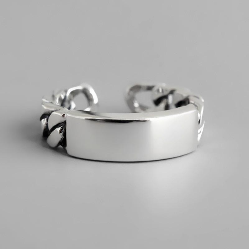 925 Sterling Silver Rings for Women Couple Minimalist Handmade Simple Retro Chain Ring Party Jewelry Gift Prevent Allergy