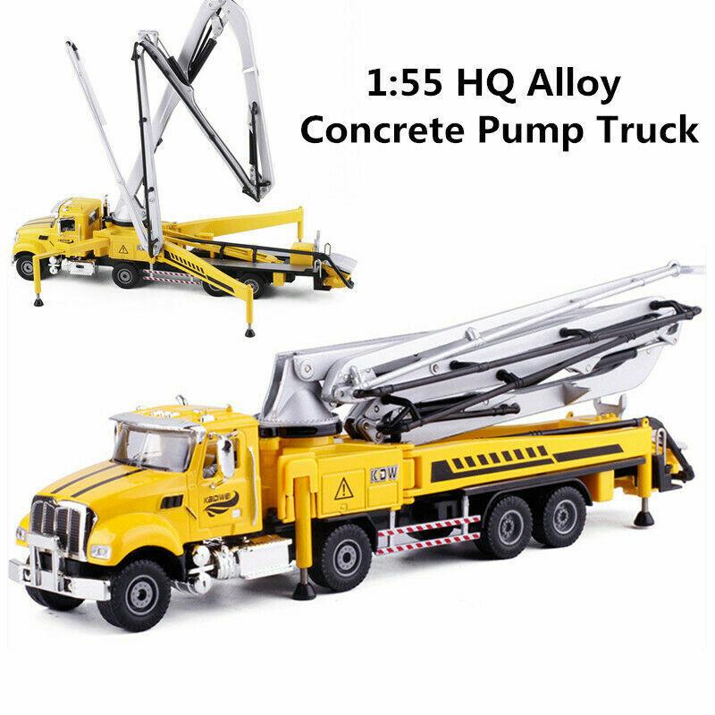 1/55 Scale Alloy Concrete Pump Car Model Toy, Engineering Construction Equipment Model for Kids Over 3 Years Old