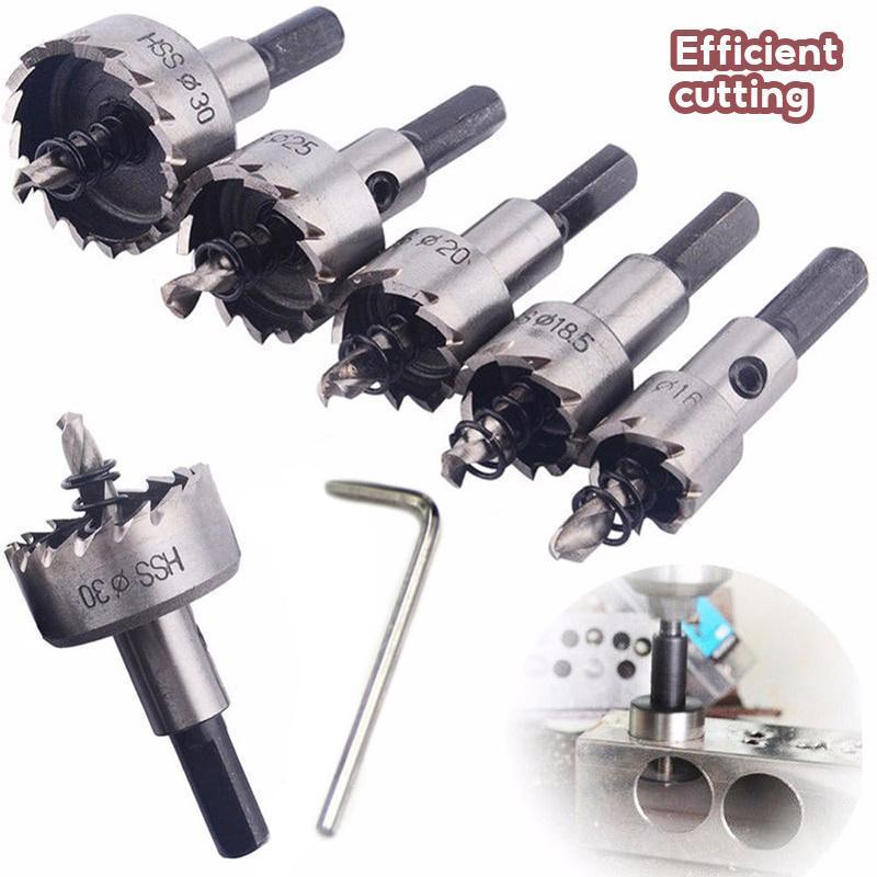 High Speed Steel 5 Piece Hole Saw Set with HSS Drill Bits for Professional Woodworking and Metalwork