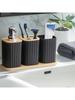 4Pcs Bathroom Set Soap Dispenser Toothbrush Cup and Bamboo Tray Set Countertop Toiletries Storage Set for Farmhouse Bathroom Dec