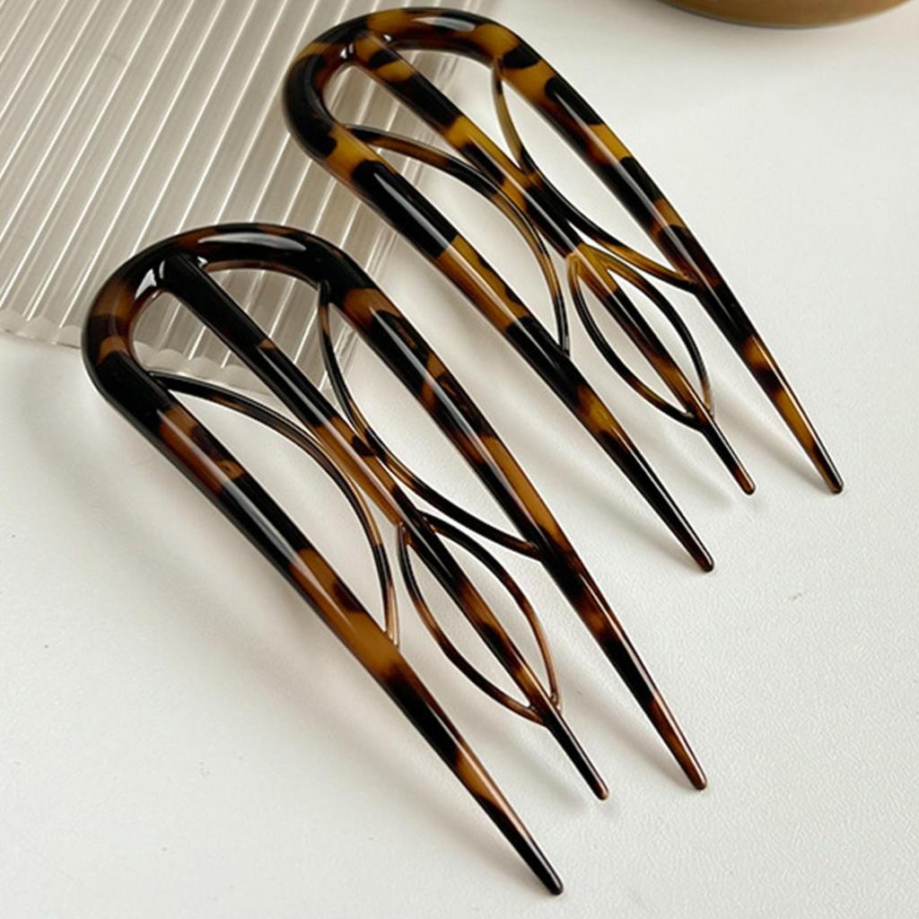 Vintage Design Hair Bun U-Shaped Hair Sticks Tortoiseshell Hair Clip Hairpins For Woman Meatball Head Hair Fork Hair Accessories