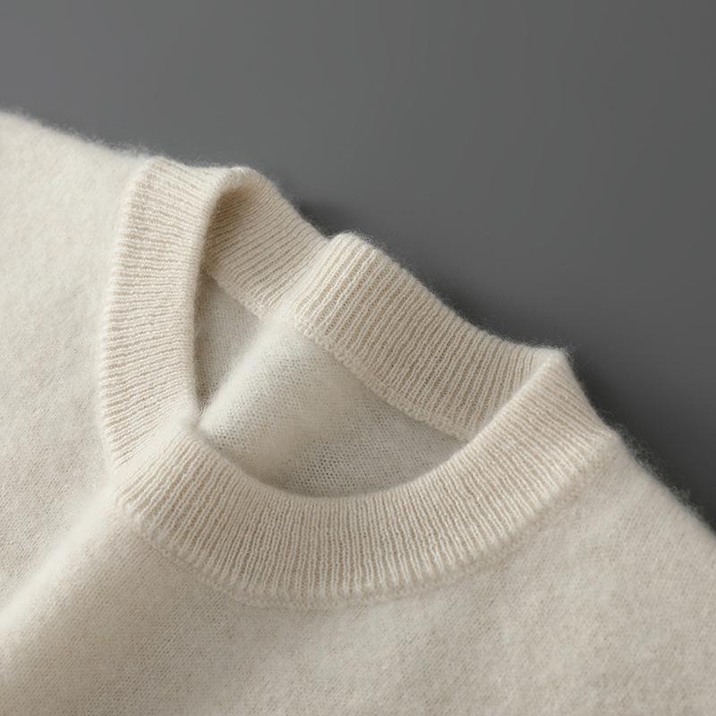 Herrtröja i enfärgad ullstickad casual