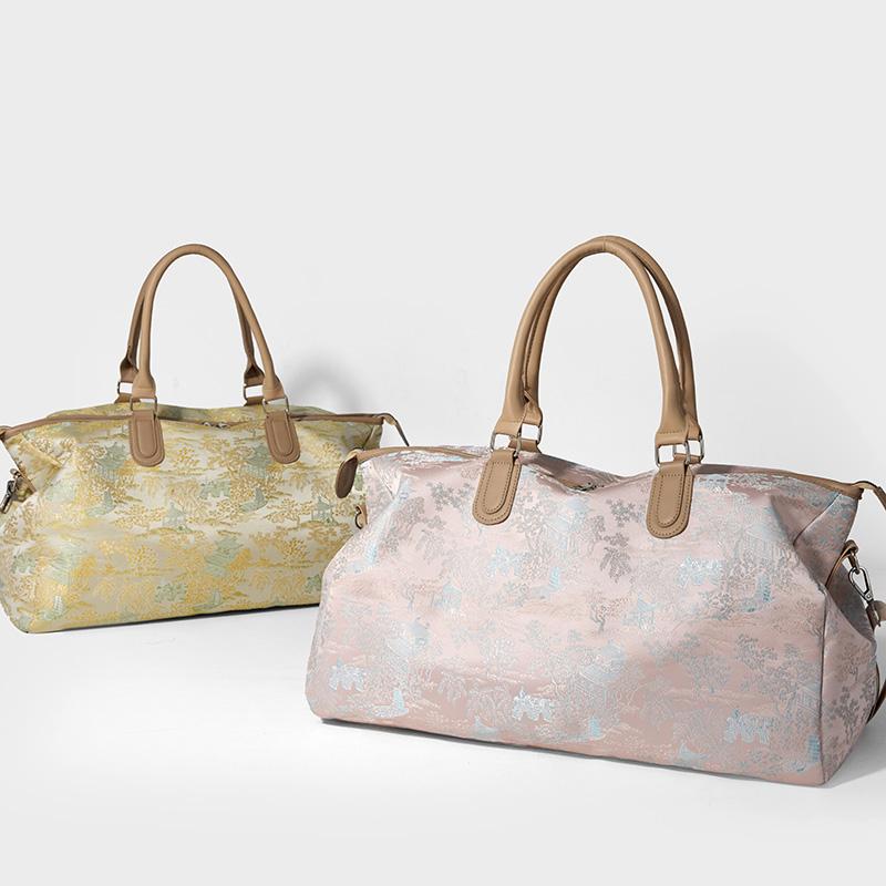 Short Distance Large Capacity Luggage Bag Women's Retro Print Travel Bag with Dry Wet Separation