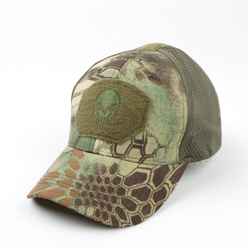 Tactical Camouflage Skull Baseball Cap with Mesh for Outdoor Training Adjustable