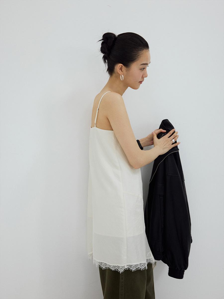 Shi Jian Layered V-Neck Lace Trim Camisole Dress - 2026 Spring Collection (60101) One Size рисовый абрикосовый