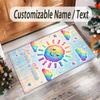 Rainbow Theme Crystal Velvet Floor Rug Personalized Custom Name Text Warm Carpet Home Decoration