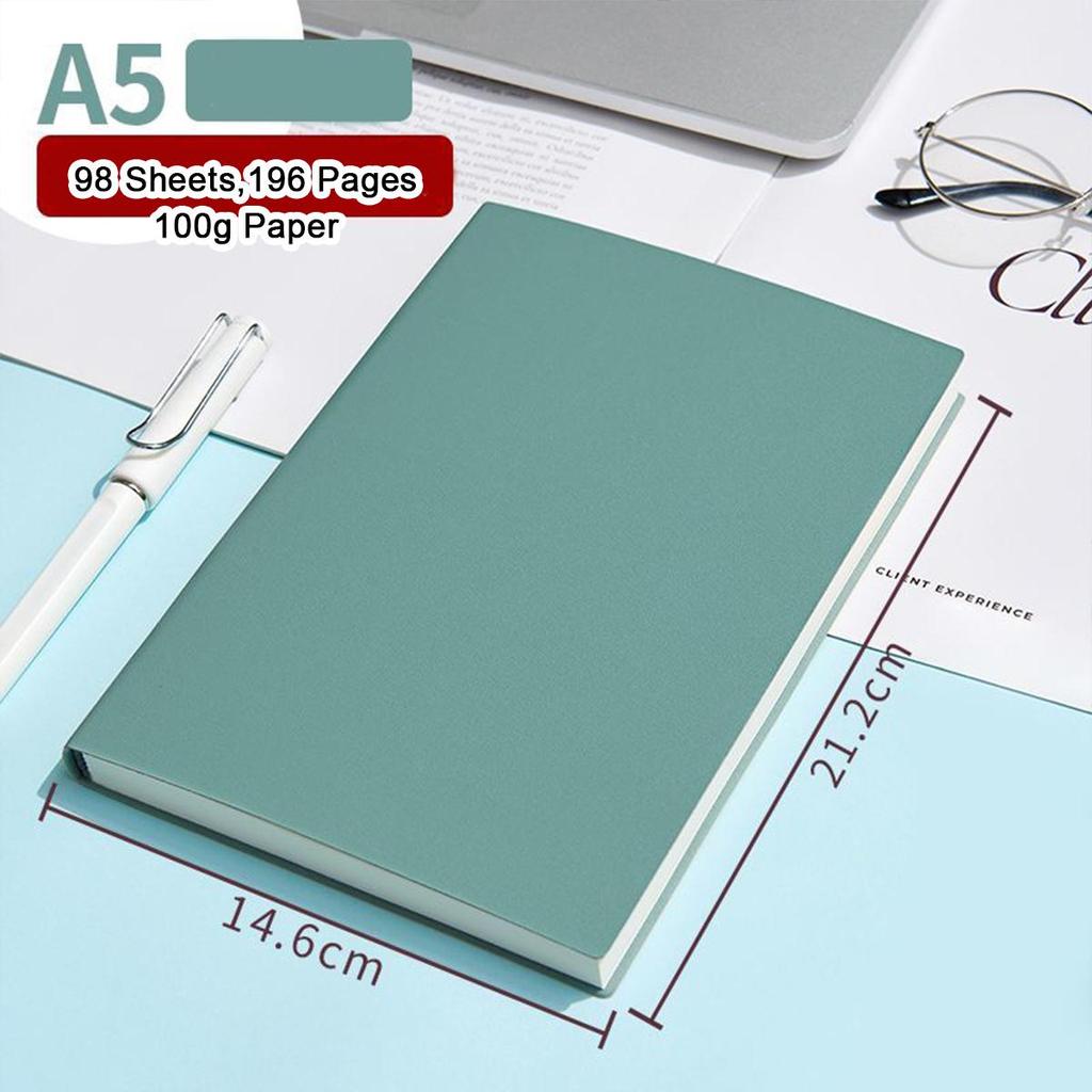 A5/B5 Soft Leather Study Notebook, Lined Pages, Business Meeting Record Book, Notepad, Student Diary, 98 Sheets, 196 Pages