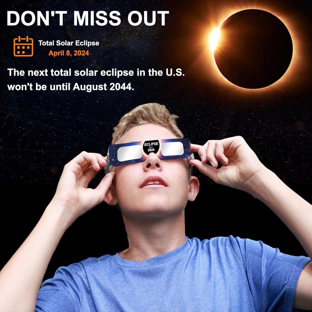 Solar Eclipse Glasses AAS Approved 2024, 6 Pack Solar Eclipse Glasses for Direct Sun Viewing-ISO 12312-2:2015(E) & CE Certified