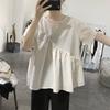 Plus Size Women's Korean Irregular T-shirts Summer Casual Loose Round Neck Short Sleeves Tops