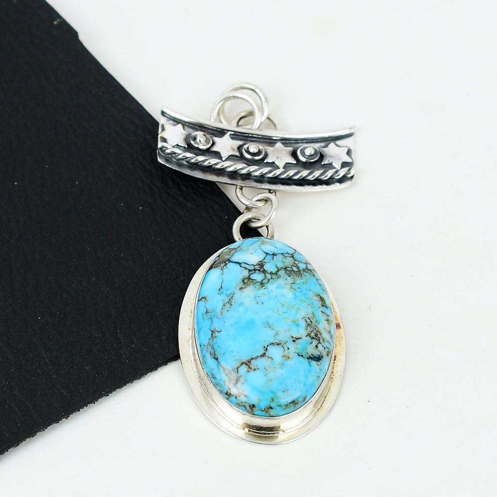 Natural Turquoise Gemstone Silver Pendant In 925 Sterling Silver- Handmade Design, Everyday Wear Jewelry, Unique Turquoise Pendant Birthday Gifts