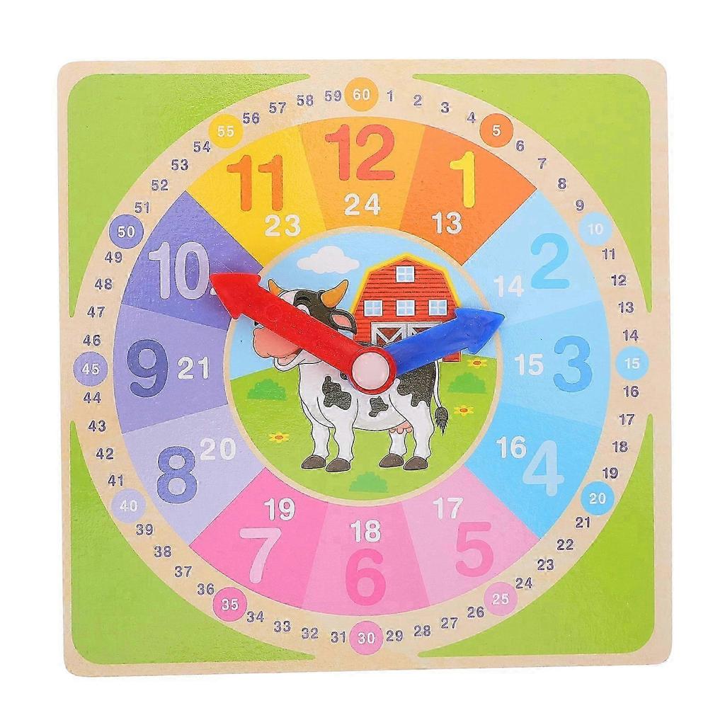 Wooden Teaching Clock Math Learning Teaching Clock Learning Time Clock Toy 25-26s