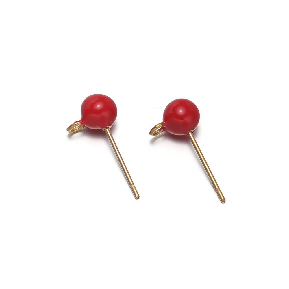 10Pcs Stainless Steel 5mm Enamel Ball Stud Earrings Post with Hook for DIY Girls Earrings Making Jewelry Findings Accessories
