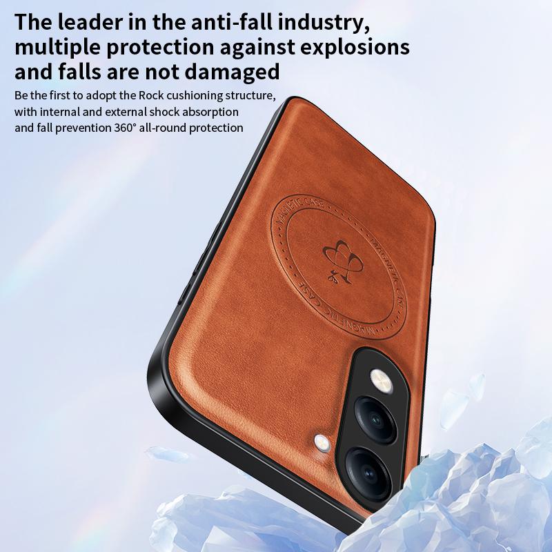 Wireless Charging Magnetic Case for Vivo Y04 Y29 4G Y39 Y29S 5G Protective Cover PU Leather Hard Back Shell Coque