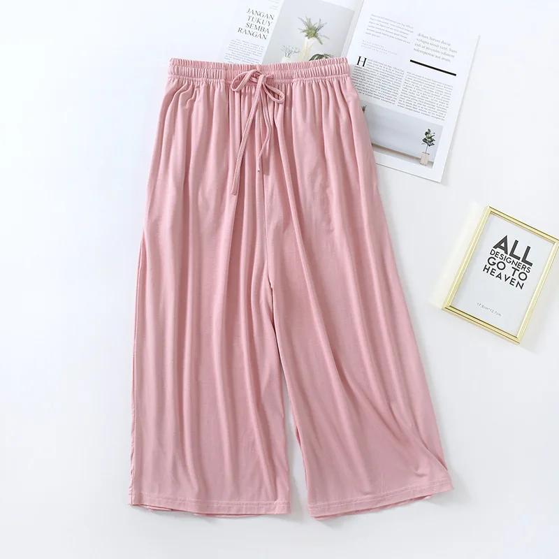 Pantalones Cortos Holgados de Verano Estilo Japonés para Mujer, Shorts Finos de Modal, Color Sólido, Pierna Ancha, Talla Grande, Pantalones de Casa, Parte Inferior para Mujer