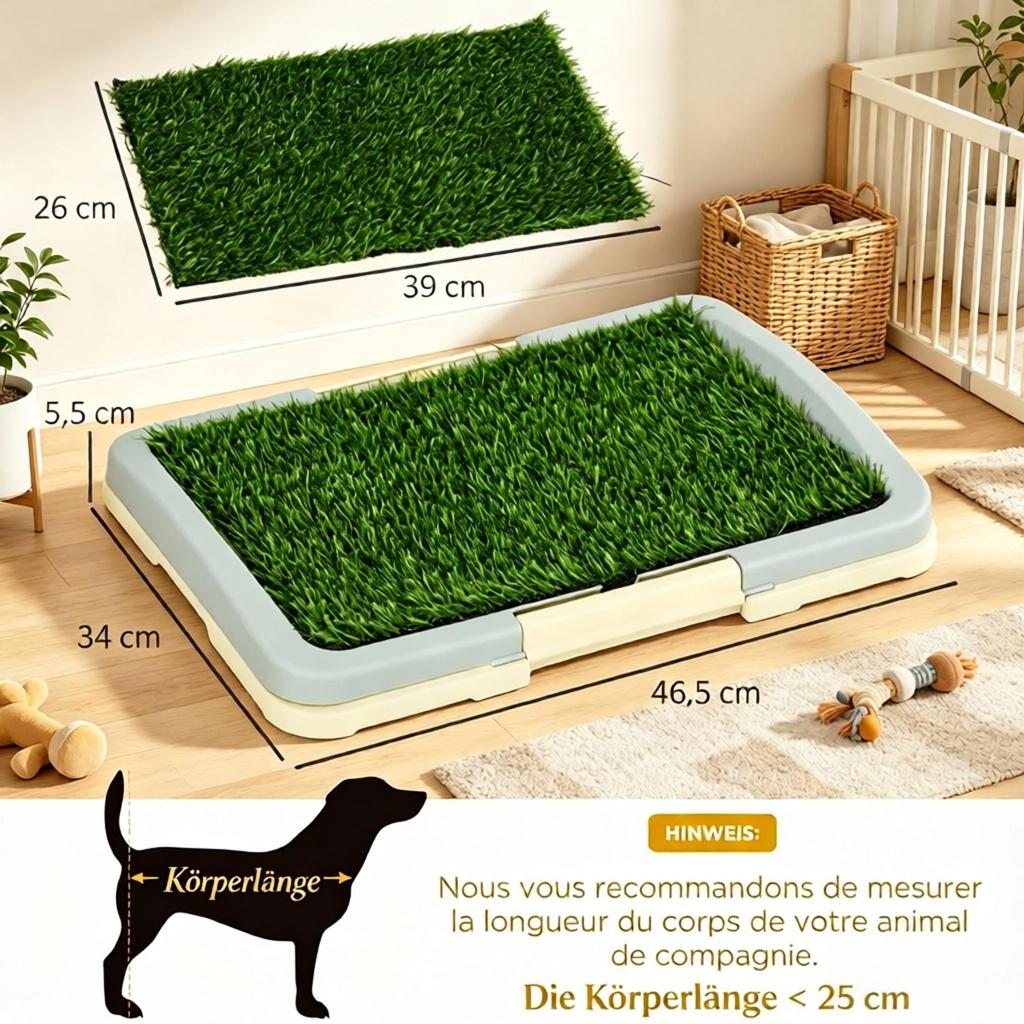 Dog Toilet with Artificial Grass Mat, Collection Tray and Grid Plate (only with dog toilet with artificial grass mat)