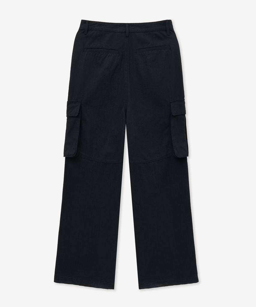 MINAV Single-Pleat Wide Cargo Pants [Black]